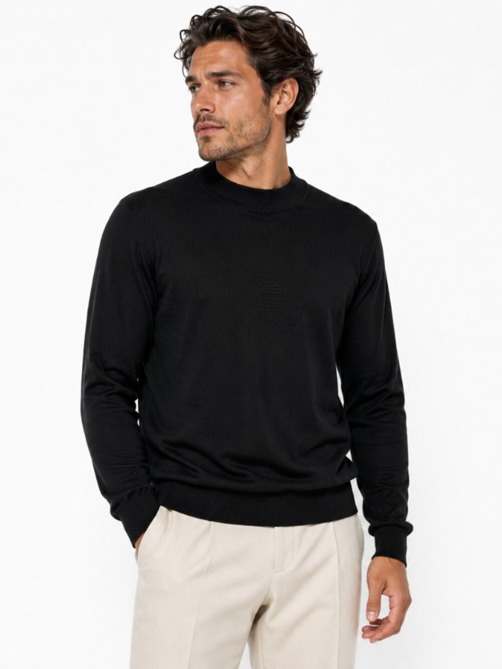 Tulliano Silk Blend Sweater Men's‎ L Black Crewneck Classic Luxe Knit